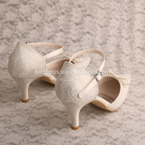 Flower Lace Bridal Party Shoes Pointed Toe